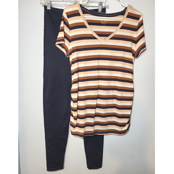 Other - Maternity Bundle Med 2 Piece Blanqi Everyday Blue Legging Isabel Stripe T-Shirt